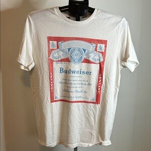 Budweiser White and Red Graphic Tee